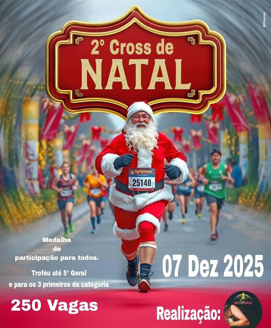Acorvali divulga corrida temática de natal  para dezembro