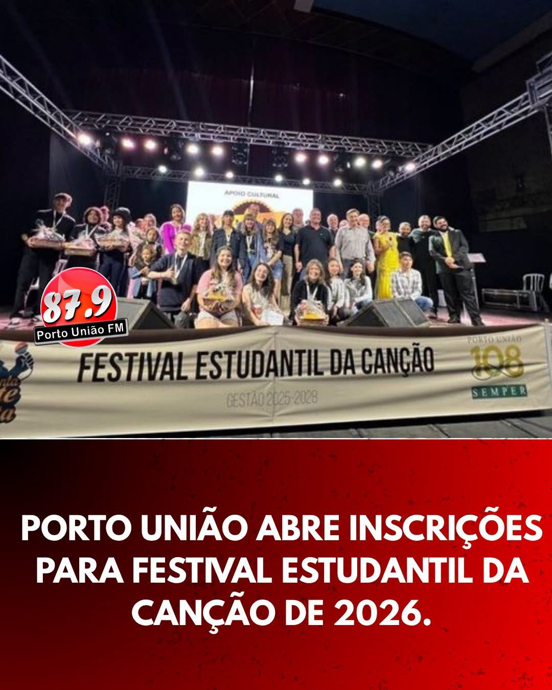 ​Porto União confirma edição 2026 do Estudantil da Canção Tanta Gente Canta