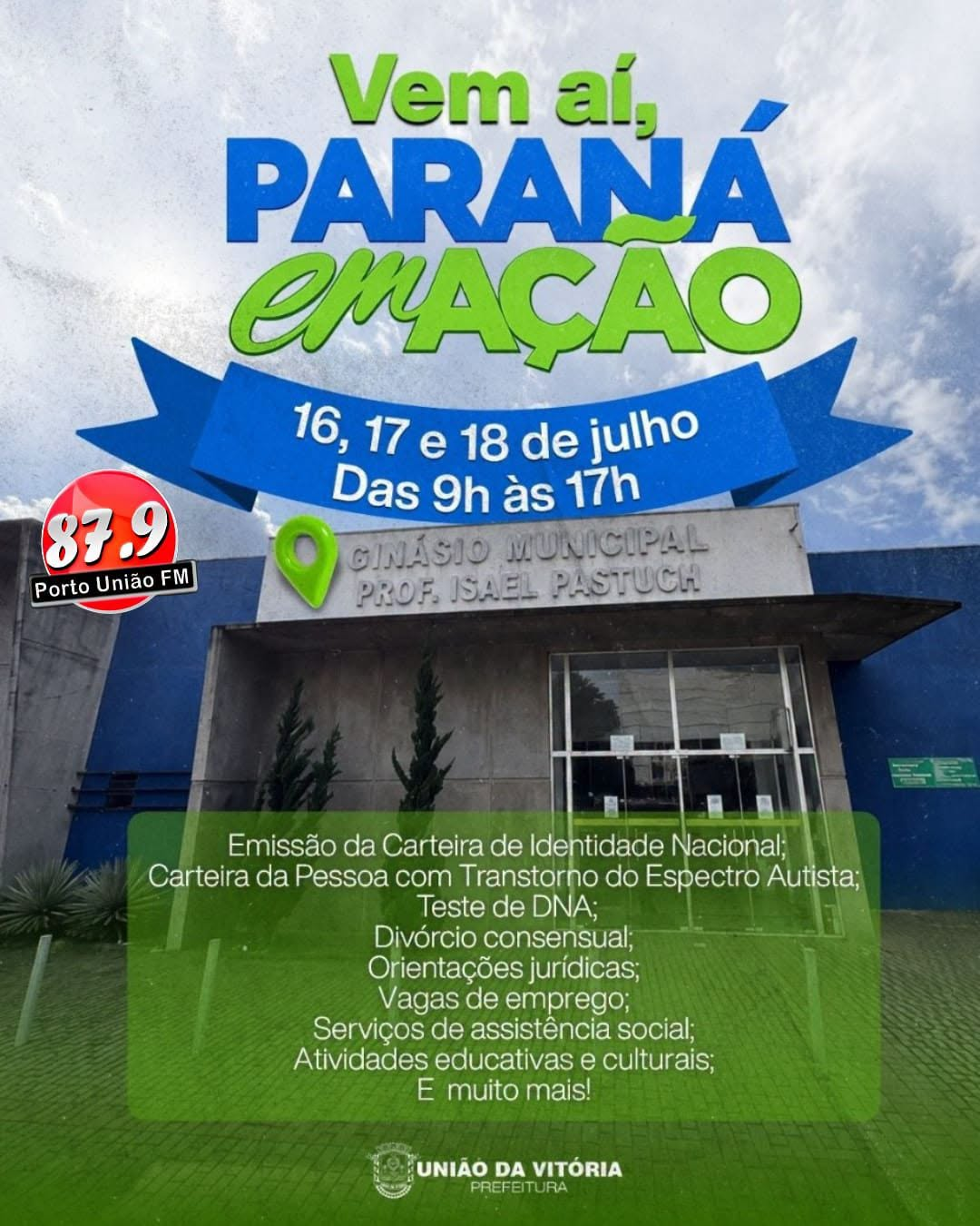 A população de União da Vitória poderá acessar uma série de serviços públicos gratuitos durante a feira Paraná em Ação