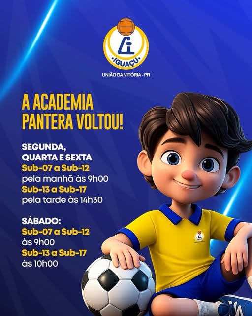 Academia Pantera volta as atividades para crianças e adolescentes do sub 07 ao sub 17.