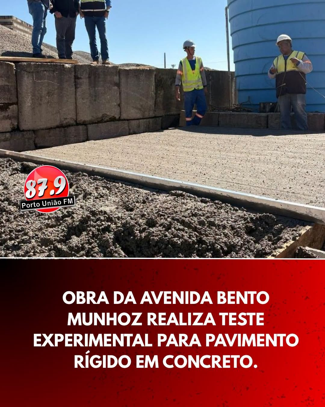 Avenida Bento Munhoz da Rocha Neto recebe teste para novo pavimento de concreto em União da Vitória