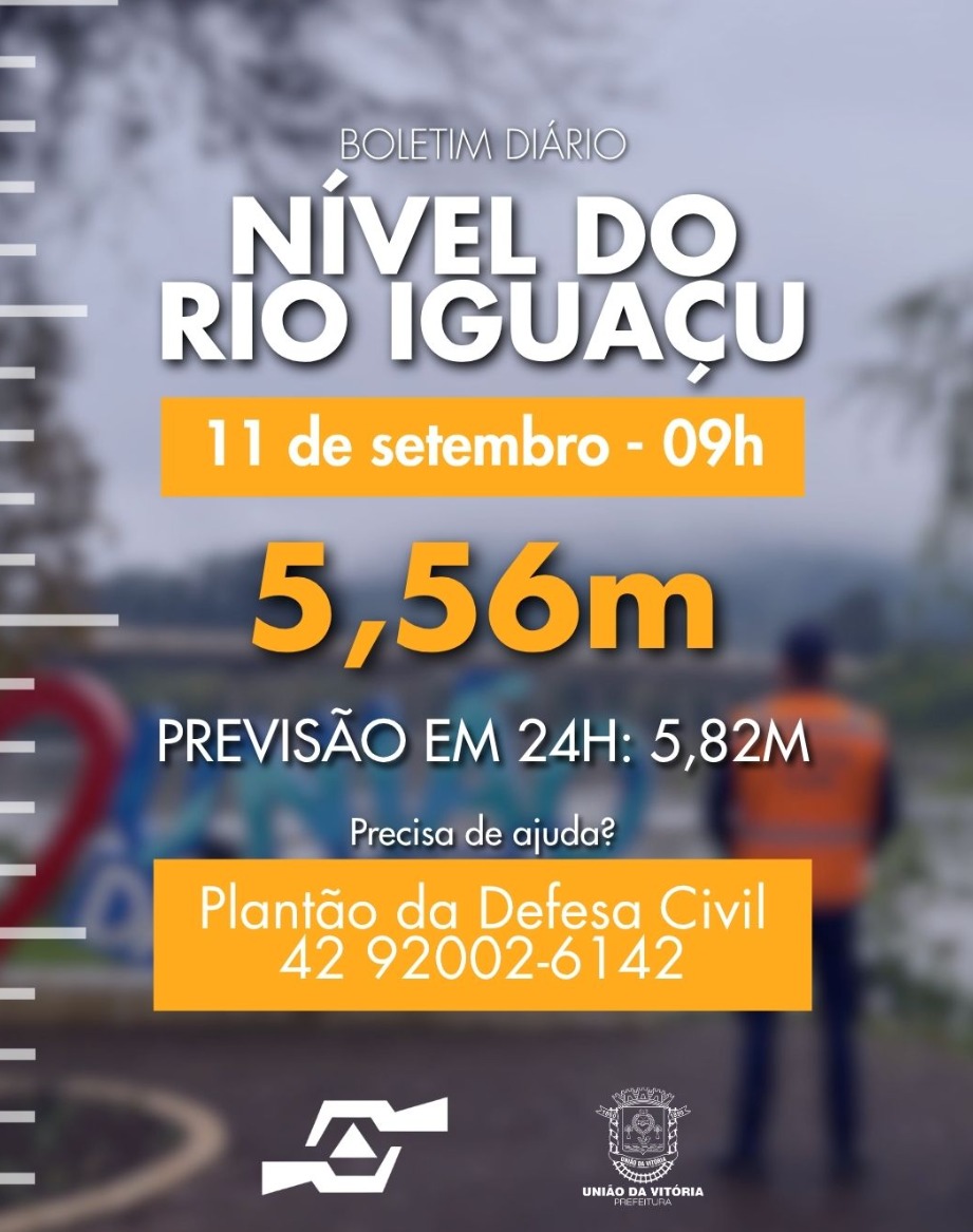 A Prefeitura e a Defesa Civil de União da Vitória estão monitorando o nível do Rio Iguaçu e a previsão de chuvas e já estão preparadas para atender a população.