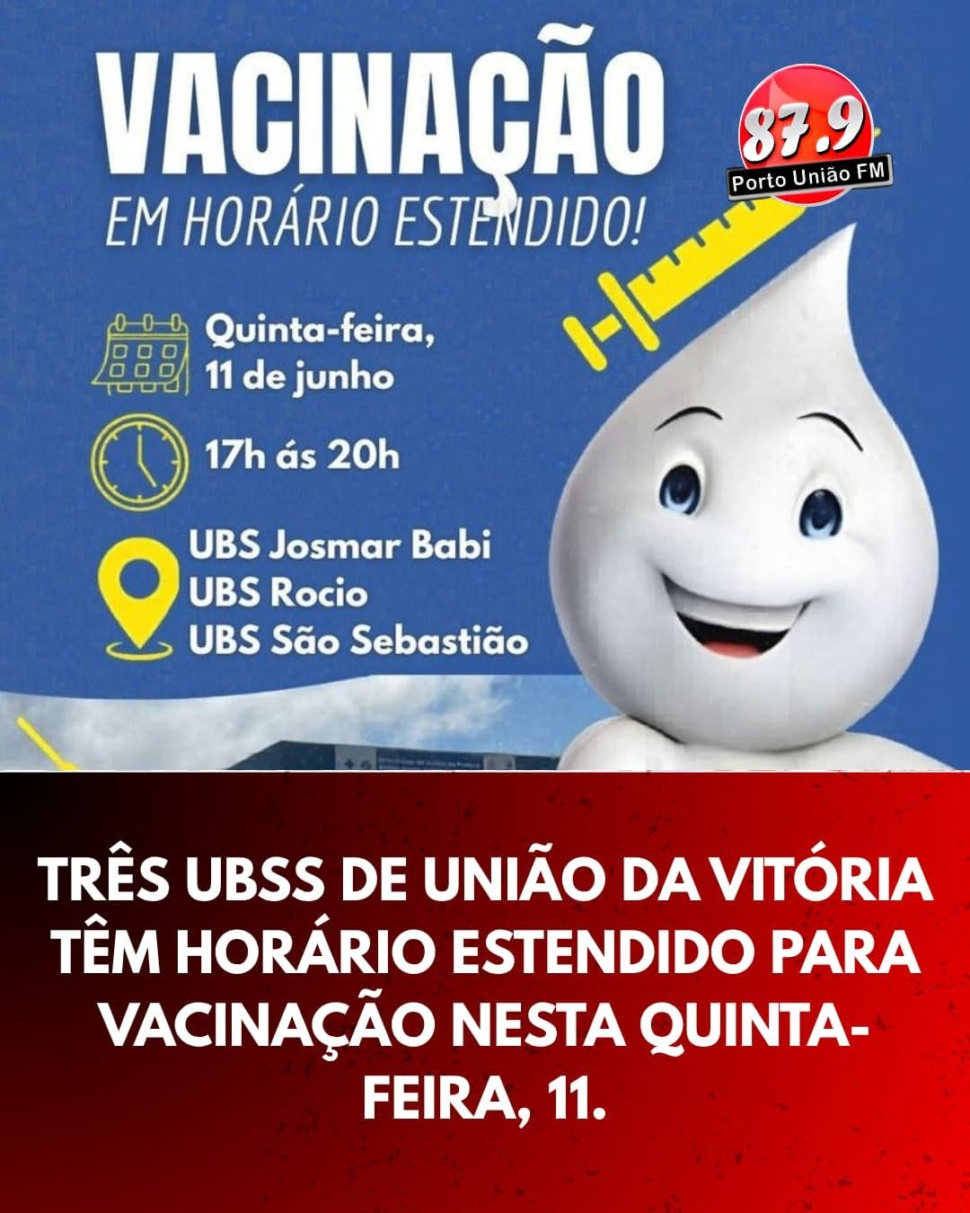 UBSs de União da Vitória terão atendimento estendido para vacinação nesta quinta-feira