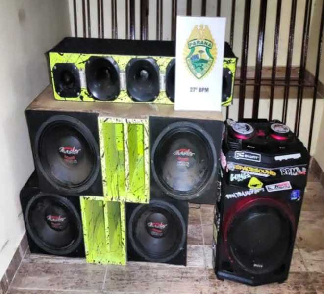Aparelho de som é apreendido em festa em um Pesque-Pague na Colônia Rio Vermelho, União da Vitória-PR