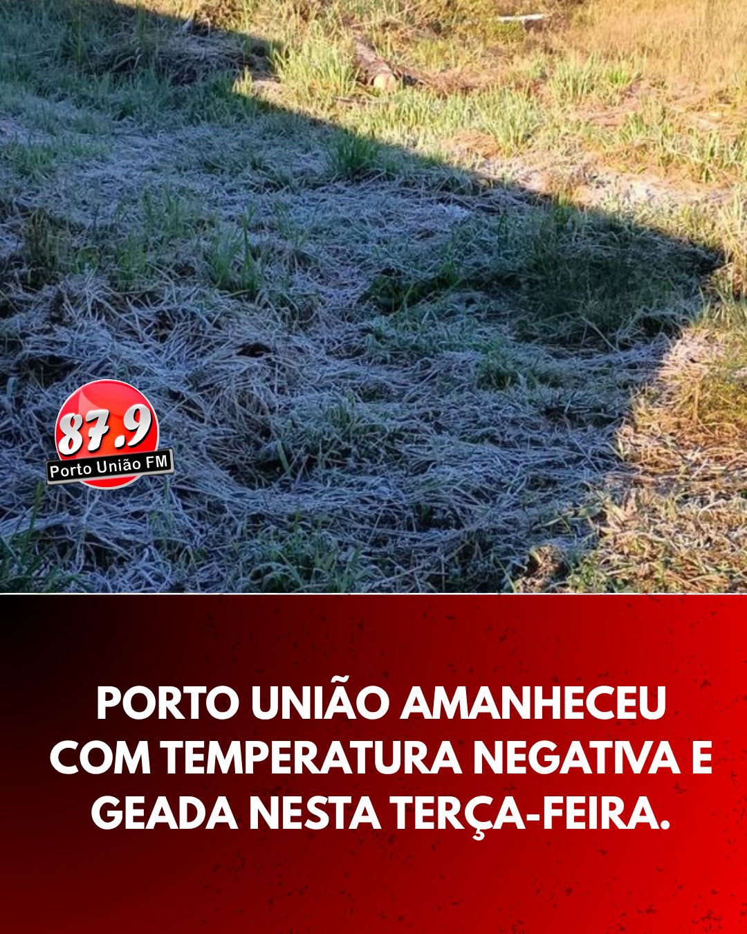 Porto União registra temperatura negativa e amanhece com geada nesta terça-feira