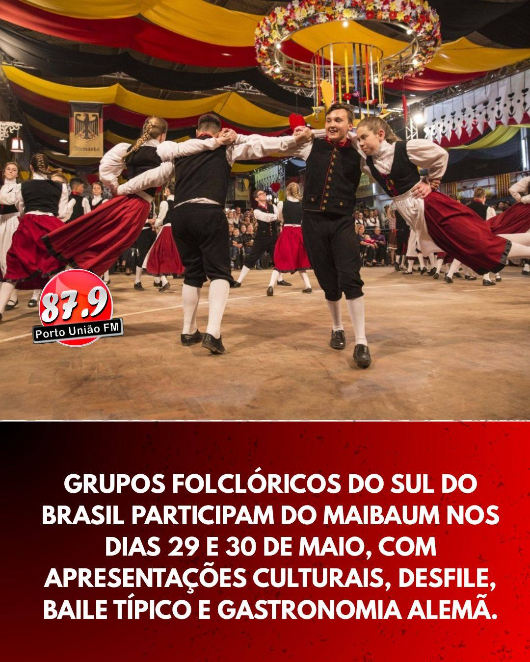 A segunda edição do Festival Interestadual de Folclore Maibaum será realizada nos dias 29 e 30 de maio, em Porto União, reunindo apresentações culturais, desfile de grupos folclóricos, jantar típico alemão e baile de integração.