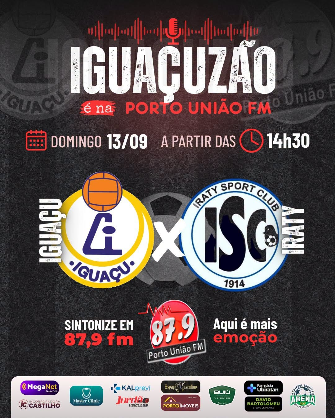 Neste domingo (13), tem emoção pelo futebol regional na Porto União FM 87,9