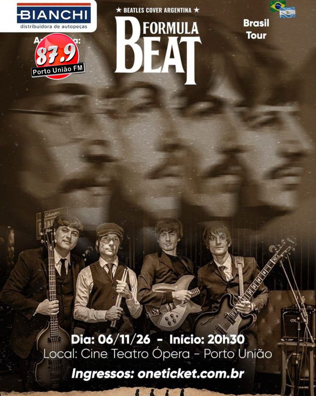 Banda argentina Formula Beat traz tributo aos Beatles para Porto União (SC)
