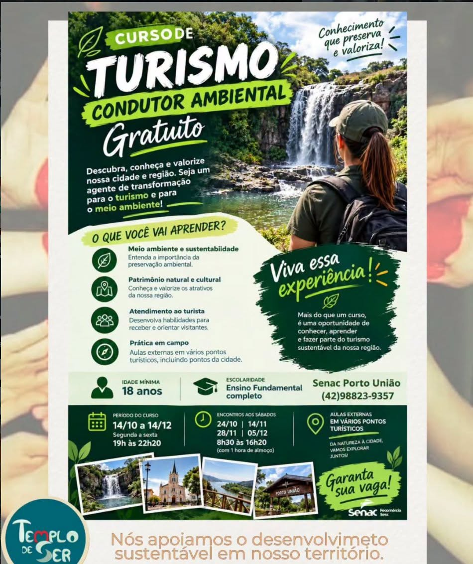 Senac Porto União oferece curso gratuito de Condutor Ambiental Local