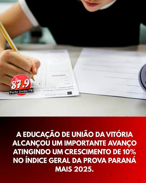Educação de União da Vitória avança e registra crescimento de 10% na Prova Paraná Mais