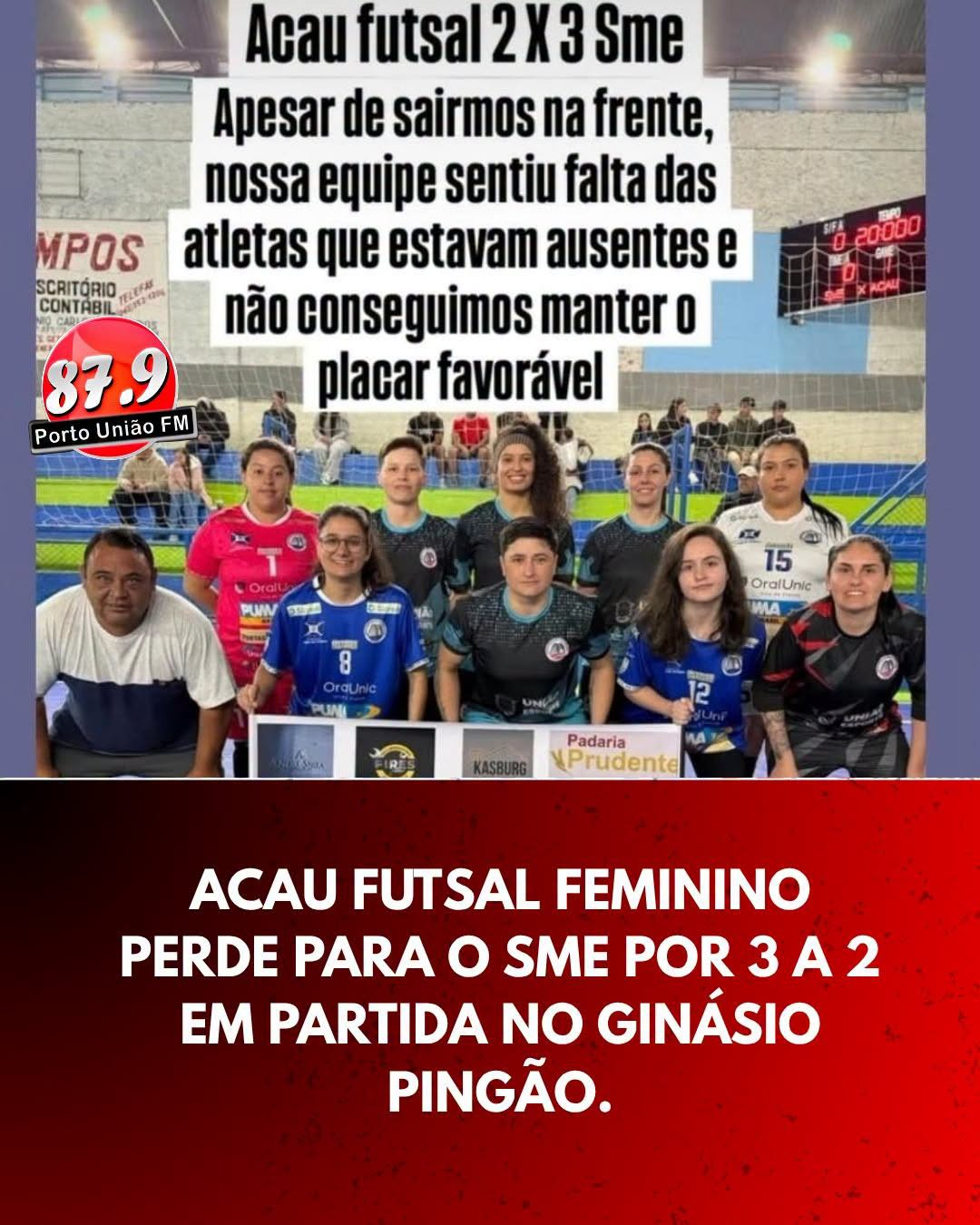 ACAU Futsal Feminino perde para o SME por 3 a 2 em partida no Ginásio Pingão