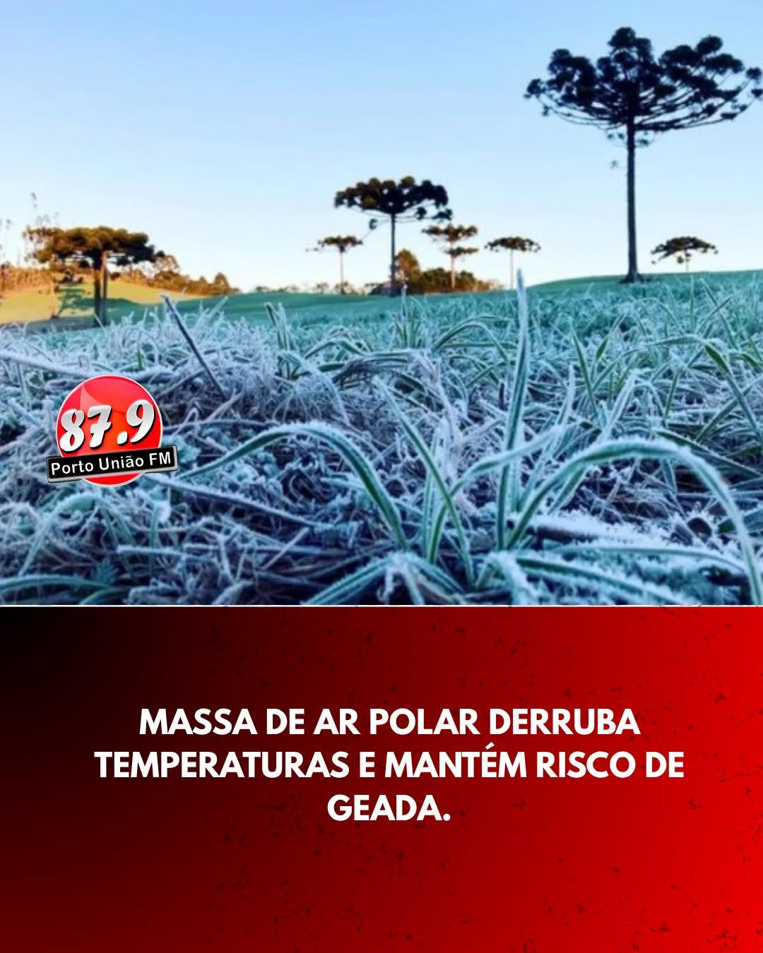 A atuação de uma massa de ar seco e frio mantém as temperaturas baixas em Santa Catarina