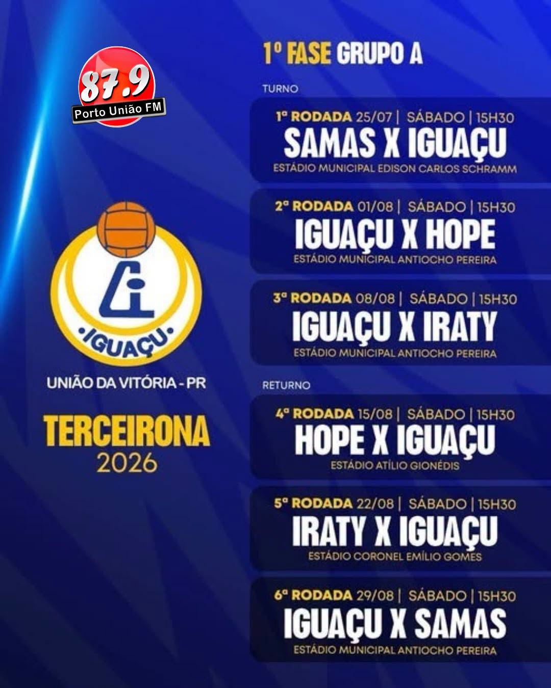 A Federação Paranaense de Futebol divulgou esta semana a tabela da primeira fase do campeonato da Terceira Divisão
