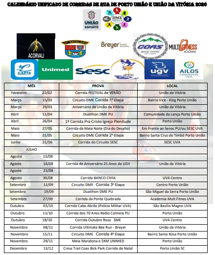 CALENDÁRIO DE CORRIDAS